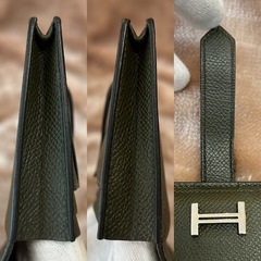 HERMESエルメスベアンスフレ刻印Z2021年ロングウォレットレディース長財布女性用婦人メンズ男性用紳士ユニセックス男女兼用深緑の画像