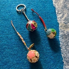 昭和レトロ　キーホルダーストラップ、夏の置物ガラス製品‼️現状品の画像