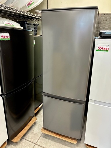 仙台市内トラック渡し無料！ 三菱 2ドア 冷蔵庫 168Lマットチャコール 中古 家電 買取