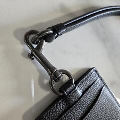 コーチ メンズ IDケース COACH 定期入れ パスケース ネックストラップ 本革 レザー 黒 ブラック BLACKの画像