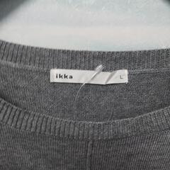 【ikka】L ニット付きブラウス グレー シャツ の画像