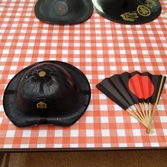 陣笠 槍 祭事に使う衣装セット コスプレにもいいかもです。の画像