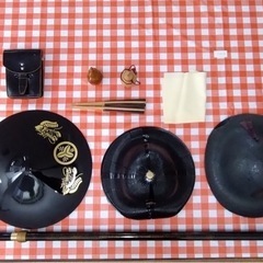 陣笠 槍 祭事に使う衣装セット コスプレにもいいかもです。の画像