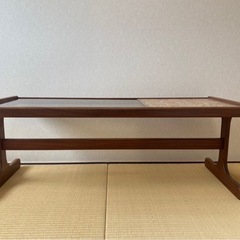 【レトロ ガラステーブル】タイル装飾付き／幅121×奥行50×高さ45cm／使用2年の画像