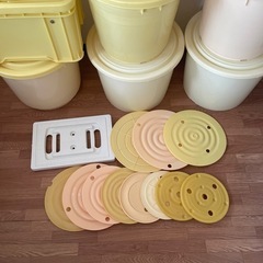漬物樽 漬物タル 漬け物 9個セット 40L 36L 30L 20L 18L 各種 重し蓋 12枚 中古品  の画像
