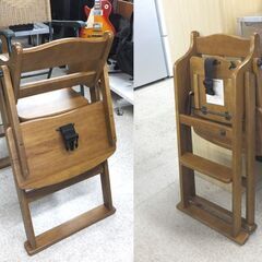 ベビーチェア ハイチェア テーブル付き ブラウン 折りたたみ 木製☆ 札幌市 北区 屯田 の画像