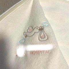 美品　綿100% 無燃糸　クマ耳付きホワイトおくるみの画像