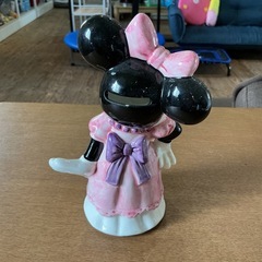 貯金箱💸 レトロ✨ ディズニー Disney ミニーマウス 陶器製 傷・汚れアリ💦 置物 黒 ピンク 白の画像