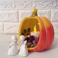 かぼちゃのLEDライト💡🎃 with フラワーアートの画像