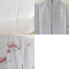 訪問着 たたき染め 菊文様 紫色 袷 広衿 作家物 落款付 正絹 一つ紋 木瓜紋 仕立て上がり着物 身丈158cm【中古】の画像