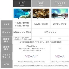 【〜9/15まで！】Hisense ハイセンス50U7F 4k 液晶テレビ 50型 の画像