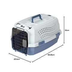 未使用品　Amazonベーシック ペットキャリー ダブルドア 超小型犬・猫用 5kgまで Sサイズ 幅32 x 奥行48 x 高さ25cm グレーブルーの画像