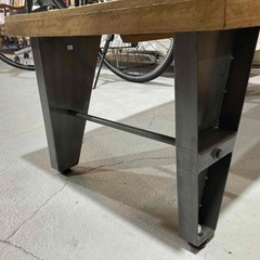 F8★モデルルーム品★トロリーテーブル ヴィンテージ風 マンゴーウッド スチール 無垢材 W110cm ローテーブルの画像