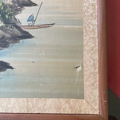 日本画　風景画　木製フレーム付50×35の画像