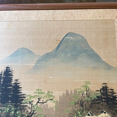 日本画　風景画　木製フレーム付50×35の画像
