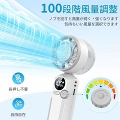 【新品未使用】ハンディファン ホワイト LED表示ライト付きの画像