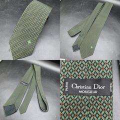 J307 ネクタイ クリスチャンディオール ブランド ネクタイ ドット シルク メンズ グリーン Christian Diorの画像