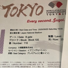 世界陸上2025チケット　9/20evening定価35,0002枚セット
の画像