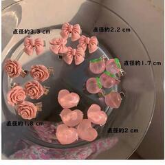 ヘアピン 12個 薔薇 桃 心 リボン ヘアアクセサリー ヘアアレンジの画像