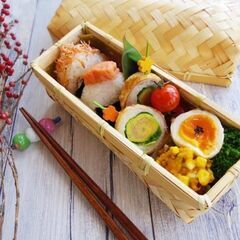 竹かご　弁当箱　３個　ランチボックス　行楽弁当の画像