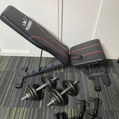筋トレ　ダンベル　トレーニングベンチ　アブローラー　腕立て負荷強化セットの画像