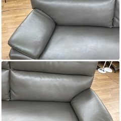 ジモティー限定価格！S139 ⭐３Pレザーソファ 人気カラー グレー 幅186cm USEDの画像