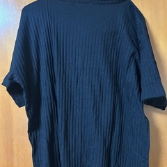 リブ編み ブラック Tシャツ Lサイズ 半袖の画像