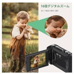 ビデオカメラ 2.7K 56MP YouTube撮影 16倍デジタルズーム 軽量 黒の画像