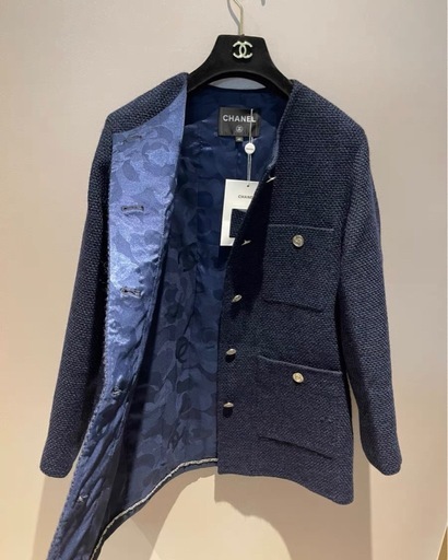 シャネル　CHANEL ジャケット　40 ツイード　ノーカラージャケット　コート