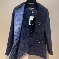 シャネル　CHANEL ジャケット　40 ツイード　ノーカラージャケット　コートの画像
