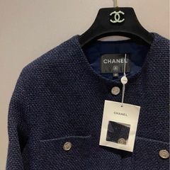 シャネル　CHANEL ジャケット　40 ツイード　ノーカラージャケット　コートの画像