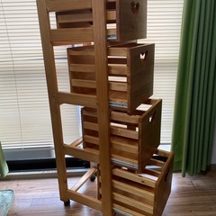 収納ケース　キャビネット　4段　木製の画像