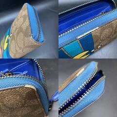 J379　COACH コーチ ×パックマン F56718 アコーディオン ラウンドジップ長財布 シグネチャー柄 ブラウン系の画像