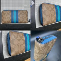 J379　COACH コーチ ×パックマン F56718 アコーディオン ラウンドジップ長財布 シグネチャー柄 ブラウン系の画像