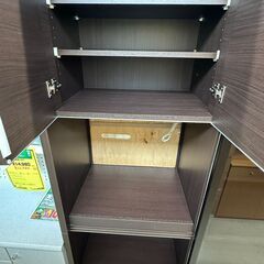 【ジャングルジャングル滋賀草津店】ジモティ来店特価!!　ガラス戸　食器棚　ブラウン　J-250942の画像