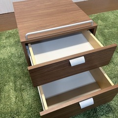 【リユース☆エコちょっぷ】【木目調】2段ワゴン キャスター付き サイドキャビネット 収納家具の画像