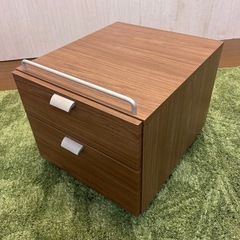 【リユース☆エコちょっぷ】【木目調】2段ワゴン キャスター付き サイドキャビネット 収納家具の画像