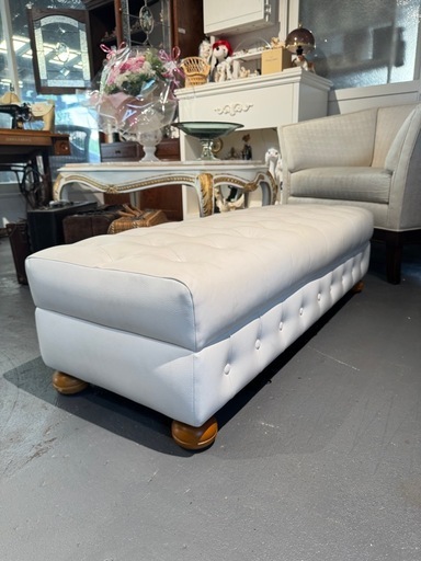 値下げ‼️英国【本革】チェスターフィールド様式2人掛けベンチソファー