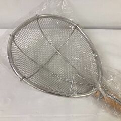 未使用 弁慶 業務用 すいのう 網ヒシャク 小　かす揚げ 湯切り 水切り 裏ごし そば揚げ あく取り 全長360　天然木柄　厨房　愛知　一宮市　江南市　稲沢市　名古屋　岐阜　各務ヶ原　岐南町　羽島　三重　グッドプライス一宮の画像