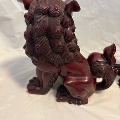 置物 シーサー 縁起物 一対 開運　木製　阿吽の画像