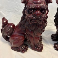 置物 シーサー 縁起物 一対 開運　木製　阿吽の画像
