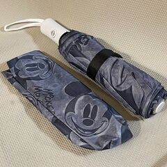 【新品・未使用】ミッキーマウス 晴れ雨兼用 日傘 ワンタッチ開閉式 折りたたみ傘 UVカット 遮光の画像
