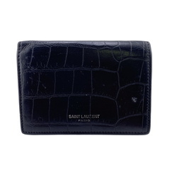 サンローラン SAINT LAURENT カードケース クロコ型押し パスケース 定期入れ ブラックの画像