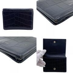 サンローラン SAINT LAURENT カードケース クロコ型押し パスケース 定期入れ ブラックの画像