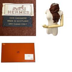 エルメス HERMES マフラー エルメスロゴ ブラウンの画像
