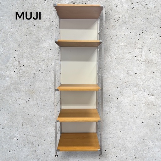 無印良品 MUJI ステンレスユニットシェルフ スリム 大 オーク材 背面受付