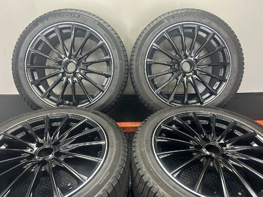 【MICHELIN X-ICE 3+ 245/45R18】スタッドレス【EUROTECH ユーロテック 18インチ 8J5HPCD112+40】ブラック 球面ナット audi/A6等　(STG049)