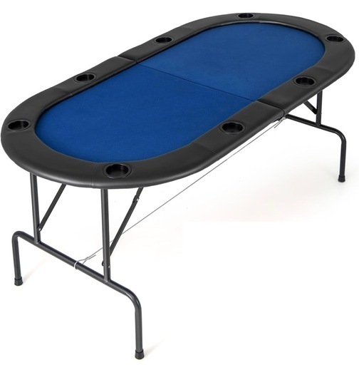 【新品未使用】ポーカーテーブル 8人用 折り畳み カップホルダー付き ブルー