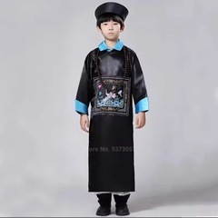 未使用　コスプレ　ハロウィン　2点セット　キョンシー　黒　帽子　チャイナ服の画像