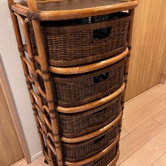 KAZAMA籐家具キャスター付きランドリーテェストの画像